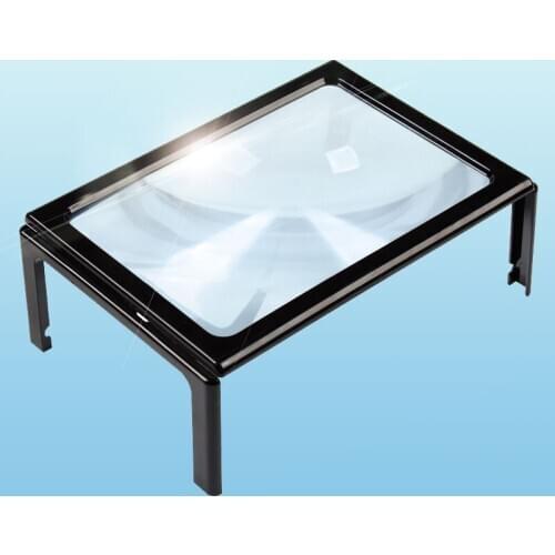 A4 desktop standing large Fresnel lens 3x magnifier with 4 LED lights portable reading magnifier for the elderly