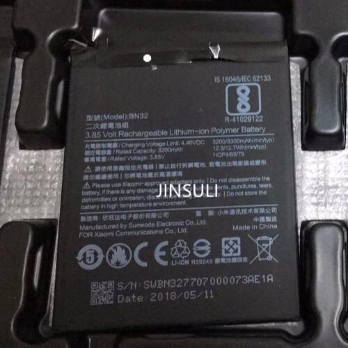 Jinsuli For Xiaomi BN32 3000mAh Original Battery for Xiaomi BN32 Batterie Bateria Accumulator Smart Phone