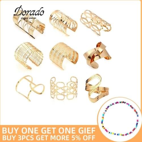 Dorado Hollow Wide Cuff Bracelets & Bangles For Women Men Retro New Alloy Open Big Male Female Fashion Jewelry Hot Sale Gift