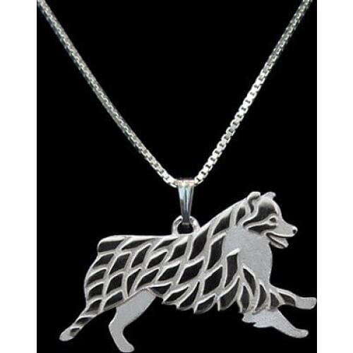 Leaping Australian Shepherd (no tail) pendant necklace gold silver plated Simple abstract animal walk jewelry