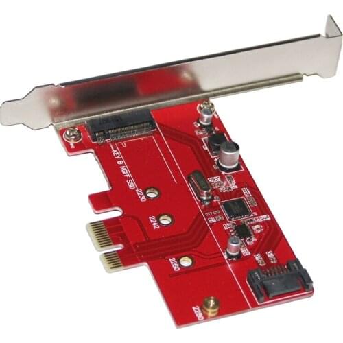 PCIE Riser Card PCI-E 2.0 to SATA3.0+M.2 SSD Adapter ASM1061 6Gbps Support NGFF(M.2) B Key Type