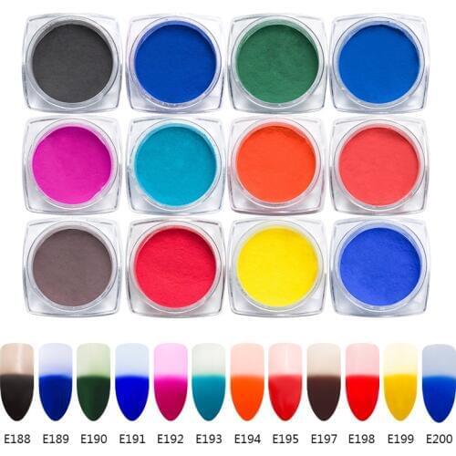 Mtssii 12 Pcs Thermal Color Change Pigment Set Temperature Color Change Powder Gradient Powders Manicure Decoration