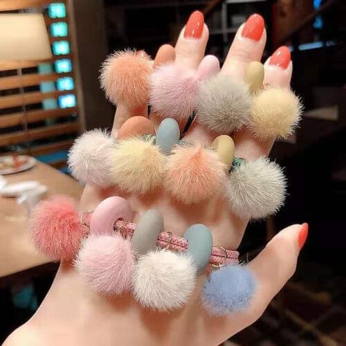 Cute Plush Ball Hairband Scrunchie Women Girls Children Elastic Hair Rubber Bands Accessories Tie Hair Ring Rope Holder Headwear