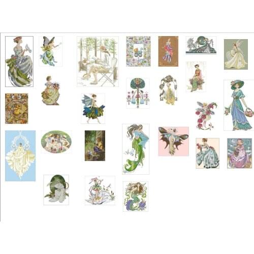 Goods quality With beads MD Angel Girls 24photoes styles Color aida Linen /camel/ pearl aida /light coffee Cross Stitch Kit