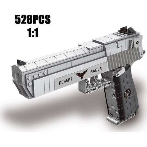 World war modern military 1:1 Desert Eagle Simulation building block gun with shooting assemble model bricks toys collection