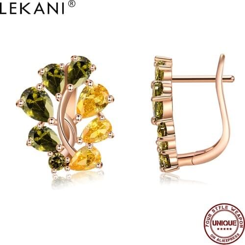 LEKANI Stud Earrings With 5A Zircon Water Drop 2 Colors Copper Earring For Women Wedding Girls Fashion Jewelry Gift New Arrival