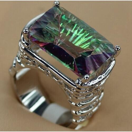 SHUNXUNZE luxury best sell Engagement Wedding rings for women dropshipping Rainbow Cubic Zirconia Rhodium Plated R756 size 7 8