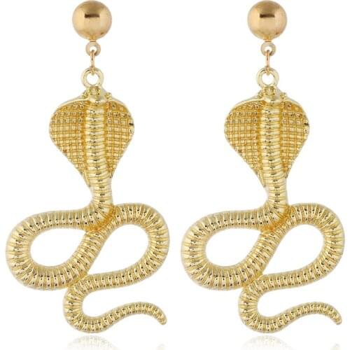 Vintage Gold Color Shiny Bar Long Snake Drop Earrings for Women Hip hop Metal Hanging Earring Fashion Jewelry