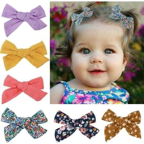 2pcs Solid and Printed Hair Bows With Clip For Baby Girls Colorful Hair Clips Hairpins Barrettes Kids Hair Accessories haar clip