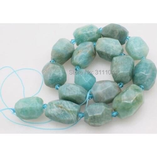Green amazonite baroque faceted 15*20mm 15"nature for DIY jewelry making loose beads FPPJ wholesale beads nature gem stone