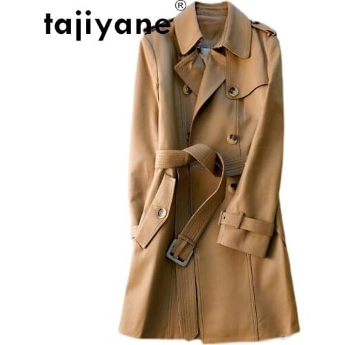 Tajiyane Women Genuine Leather Coat Real Sheepskin Jacket Woman Winter Long Jackets Khaki Slim Fashion Clothes Chaquetas HLY25