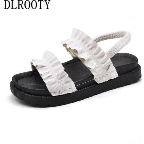 Women Sandals Flip Flops Flats 2019 Summer Fashion Elastic band Platform Breathable Non-slip Shoes Slides Solid Casual Female