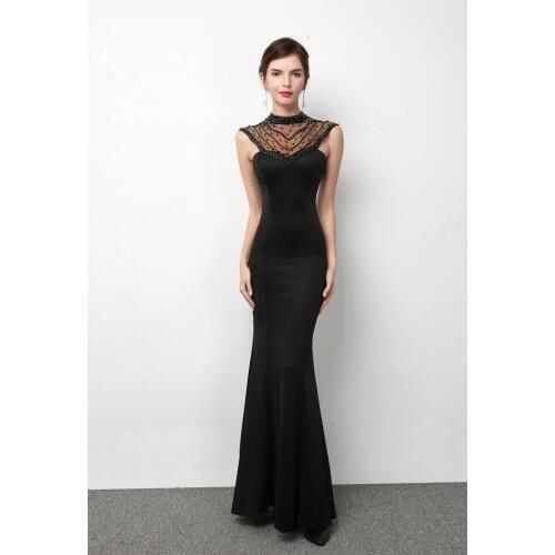 Corzzet Black Mesh Full Diamond Slim Mermaid Dress Elengant Sexy Night Club Evening Party Fishtail Dresses Banquet Vestidos