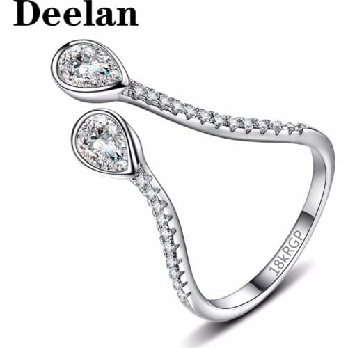 DEELAN For Women Adjustable Rings Fashion Water Drop CZ Cubic zirconia Wedding Ring Girls Party Valentines Bague Jewelry Gifts