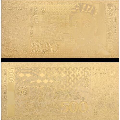 VNFURU Deutsche Mark Gold Banknotes 24K Gold Banknote Creative500 Currency BillNote Art Low Price Gold Foil Banknote For Souveni
