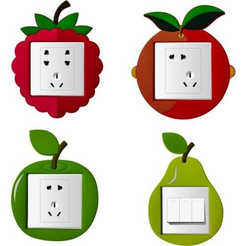 1pcs Switch Sticker Cartoon Fruit Strawberry Apple Pear Orange Silicone Switch Outlet Wall Sticker Home Decoration Accessories