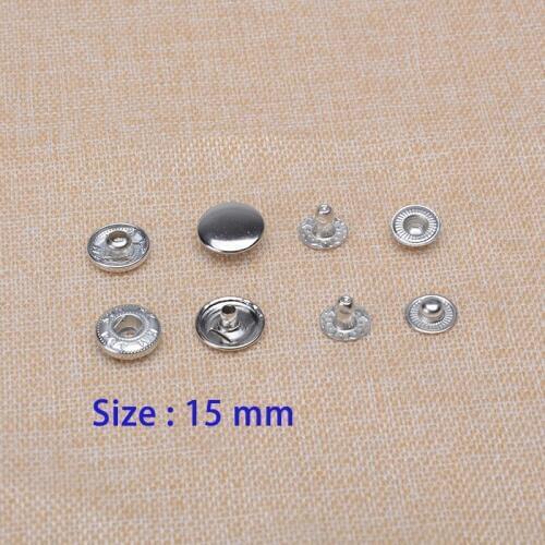 15mm Dia. Silver Purse Snap Fasteners 19/32" Cap Snap Buttons Nickel Popper Press Studs 500sets/lot