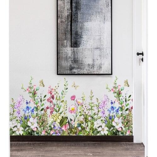 2PCS Wall Stickers Plant Flower Circulation Collage Hall Background Wall Decoration Sticker PVC Wallpaper For Living Room