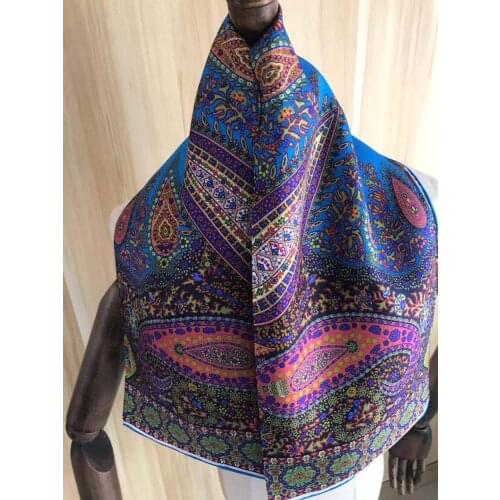 2021 new arrival fashion elegant purple paisley 100% silk scarf 90*90 cm square shawl twill wrap for women lady girl