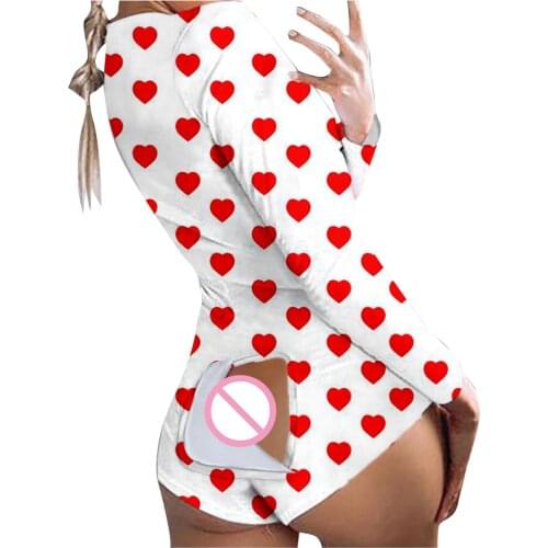 2021 Sexy Womens Pijamas Onesies Fine Printing V-Neck Pajamas Adult Jumpsuit Functional Buttoned Flap High Quality Sleepwear