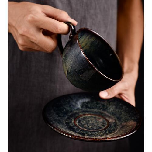 220ml Fine Bone Porcelain Coffee Cup and Saucer Funny Fashion Design Japanese Style Coffee Cup Coffee Espresso Coffee Cup