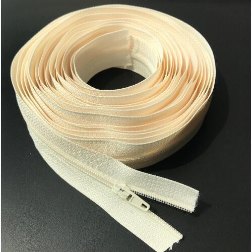 3# Zipper off White Nylon Coil Zippers by Yard with Auto lock Zipper Pulls