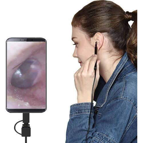 Ear Cleaning Endoscope 3 in1 USB HD Visual Ear Spoon 5.5mm Mini Camera Android PC Ear pick Otoscope Borescope Tool Health Care