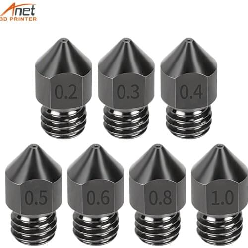 Anet MK8 Hardened Steel Nozzles M6 Thread Mold Steel Extruder Extrusion 3D printers Hard steel Nozzle Thread 1.75mm Printer part