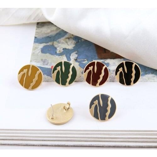 6pcs Korean elegant Retro Trend Gold Pattern Round Earrings After Hanging Studs Earrings For Women Girl Diy Jewelry Accessories