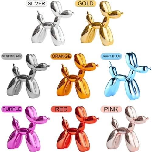 8 Colors Resin Shiny Balloon Dog Shape Statue Art Sculpture Figurine Craftwork Children Birthday Gift Home Decorations