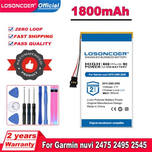 Top Brand 100% New 1800mAh Battery For Garmin nuvi 2475 2495 2545 2515 2565 2555 2595 GPS