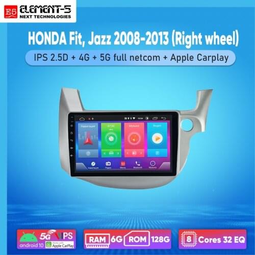 ELEMENT-5 10" 2G+32G Android 10 4G WIFI RDS DSP Car Radio For HONDA Fit, Jazz 2008-2013 (Right wheel) Navigation GPS HIFI