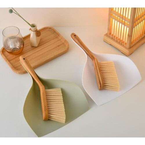Bamboo Handle Mini Brooms Shovel Set Household Plastic Cleaning Brush Small Broom Dust Shovel Office
