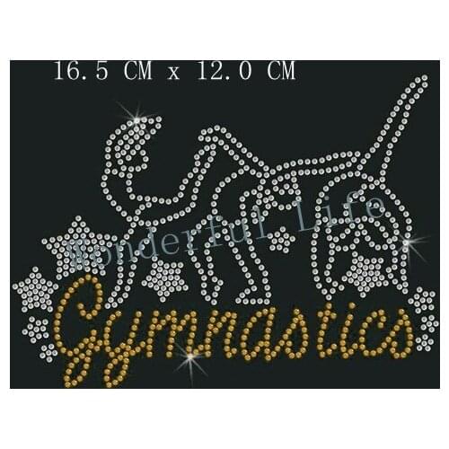 Free shipping gymnsastics stars for sports pattern hot fix rhinestone transfer motifs iron on crystal transfers design