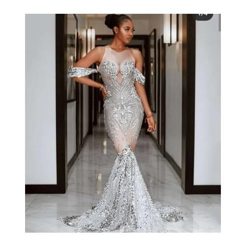 Flashing Silver Sequins Rhinestones White Fringes Dress Womens Birthday Prom Celebrate Outfit Bar Evening Women Dancer Dress