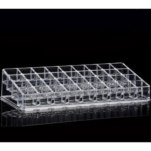 Large Acrylic 36-Grid Transparent Lipstick Storage Box Crystal Lipstick Holder Showing Stand Finishing Box