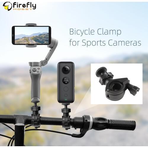 Bicycle Clamp Camera Mount Holder Clip 1/4in Adapters for POCKET 2/FIMI PALM 2/OM 4/Insta360 One X2/X/OSMO Mobile 2 3