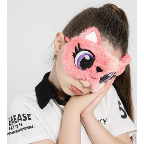 Children panda rabbit Plush Eye Mask Colorful Fur Sleeping Eye Band For Women Winter Travel Cute Soft Animal Eye Cover Blindfold