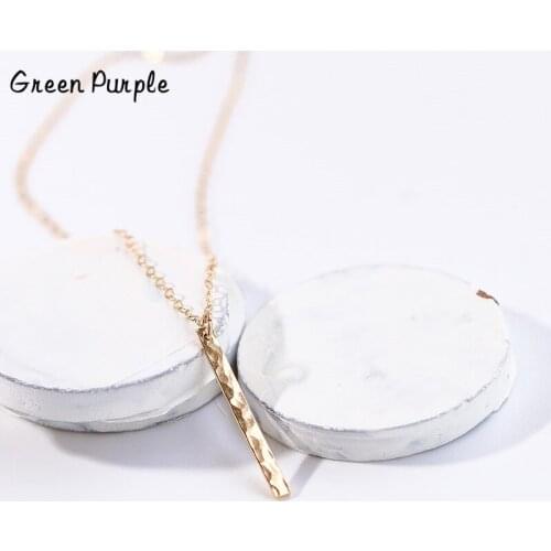 Hammered Long Bar Necklace handmade Gold Chocker Jewelry Pendants Boho Kolye Necklace for Women