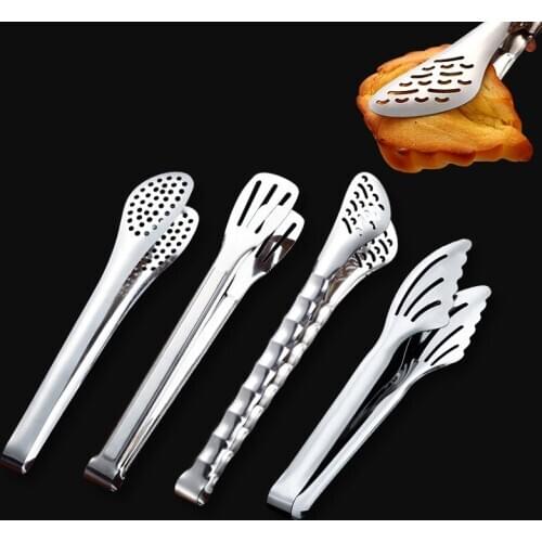 Household Bamboo Food Tongs Stainless Steel Thickened Food Tongs Anti-scalding Steak Bread Barbecue Kitchen Gadgets Kitchen Tool