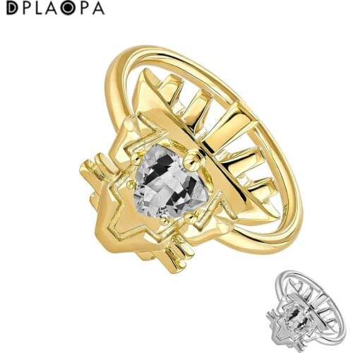 DPLAOPA 925 Sterling Silver Gold Coated Silver Quartz Fantasy Ring Apple Green Women Luxury Thick Jewelry Gift