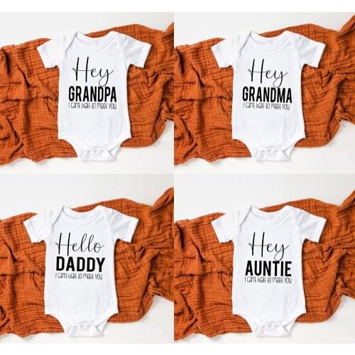 Hey Daddy/grandma/grandpa/auntie I Can't Wait To Meet You Newborn Baby Summer Short Sleeve Bodysuits Casual Baby Playsuit Ropa