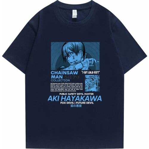 Japan Anime Chainsaw Man Tshirt Men Summer Casual Tees Fashion Hayakawa Aki Graphic Print T-shirt Women Short Sleeve Cotton Tops