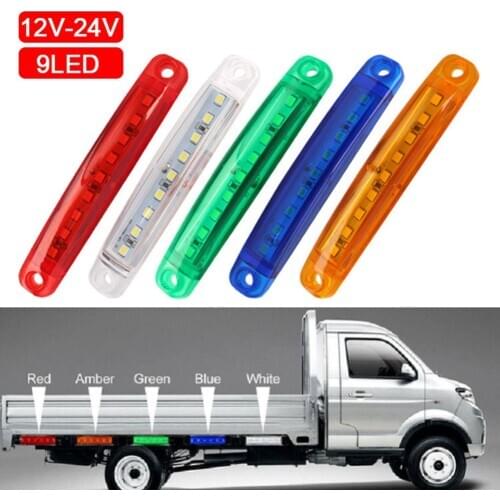 Truck Trailer Bus Side Marker Light 1Pair 9LED Indicator Turn Signal Lamp 12-24V for Outdoor Personal Car Accessories