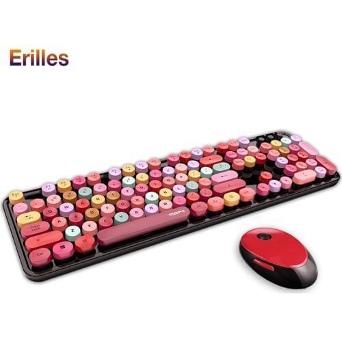 Fashion Pink Keyboard and Mouse Computer PC Accessories 2.4G Wireless Keyboards Waterproof Office Gaming Optical Mouse 1600dpi
