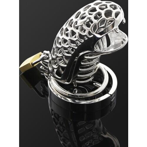 Stainless Steel Snake Cock Cage Erotic Device Chastity Cage Prison Penis Ring Sex Toys for Men Cockring Lock Rings
