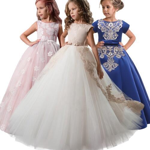 Flower Girls Birthday Banquet Lace Stitching Dress Elegant Flower Girl Wedding Party First Petal Dress for the Eucharist