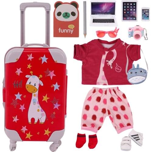 Doll Clothes Shoes Suitcase Accessories Fit 18 Inch American&43Cm Baby New Born Doll Reborn Logan Boy Generation Girl Toy DIY