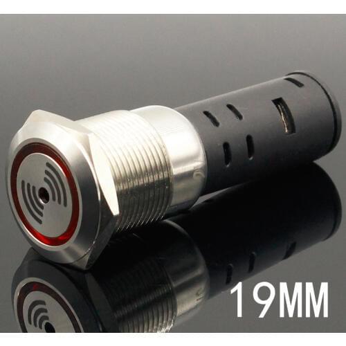 1pcs Intermittent buzzer 19mm metal pulse waterproof oil band red LED lamp flashing buzzer 12V/24V/220V