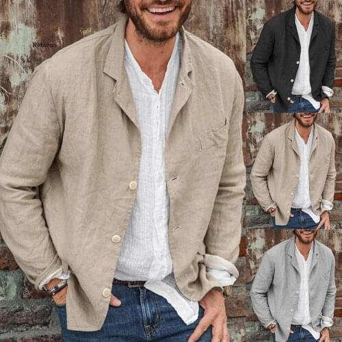 Men Blazers Casual Cotton Linen Long Sleeve Blazers for Men Jacket Single-breasted Men Blazers Coat homens blazers Men Clothing